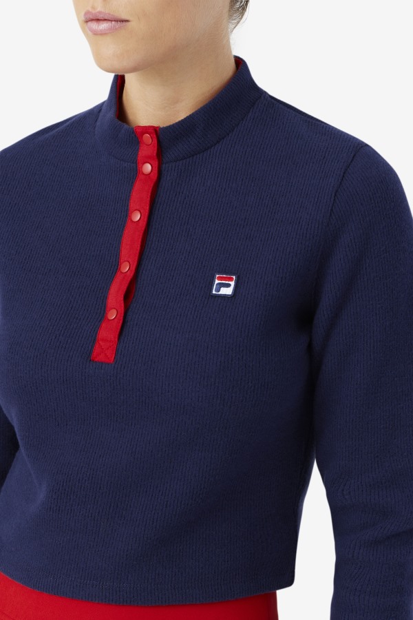 Navy Fila Outlets Josie Half Zip Top