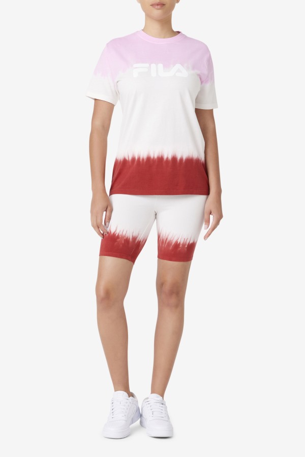 Pirouette/White/Earth Red Fila Outlets Alivia Tie Dye Tee