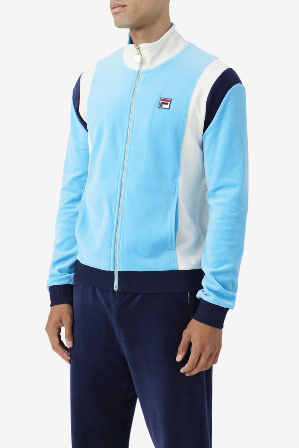 Fila Outlets Floyd Velour Jacket Aquarius/Egret/Navy