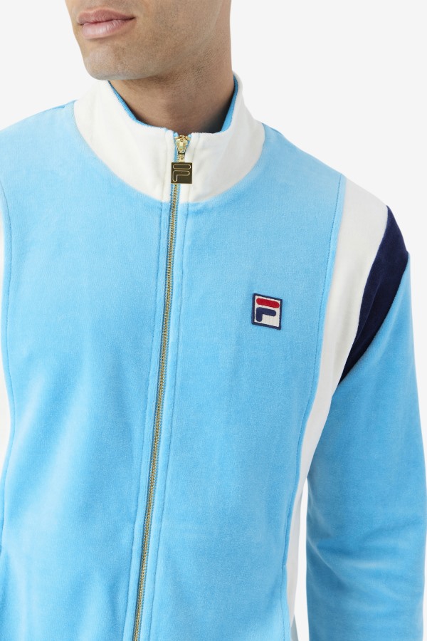 Fila Outlets Floyd Velour Jacket Aquarius/Egret/Navy