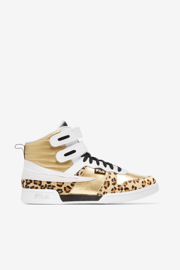 Fila Outlets Metallic Gold/White/Black Women's F-14 Metallic