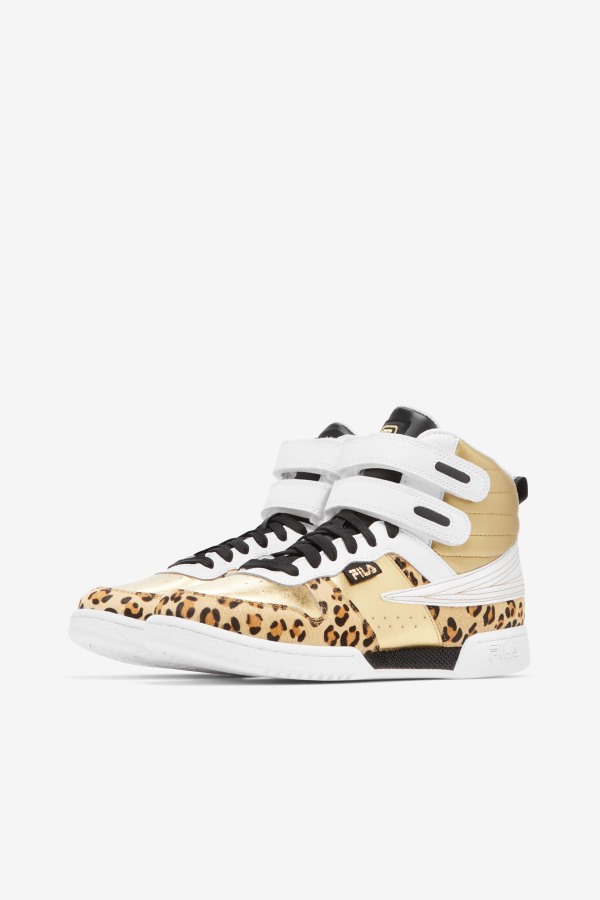 Fila Outlets Metallic Gold/White/Black Women\'s F-14 Metallic