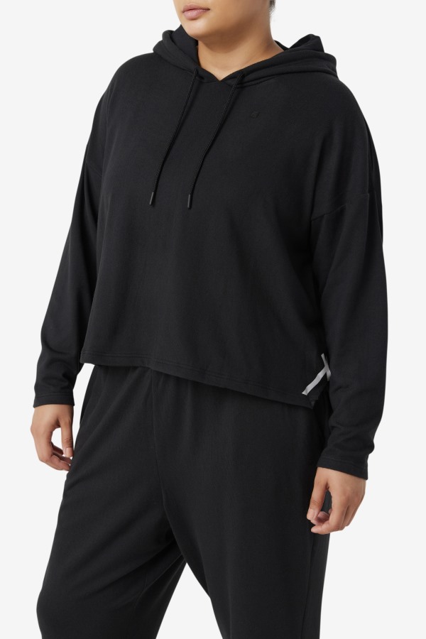 Fi-Lux Cropped Black Hoodie Fila Outlets
