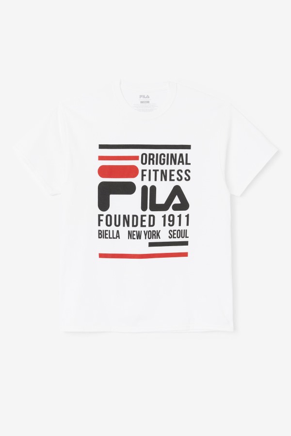White/Black/Red Fila Outlets Original Fitness Tee