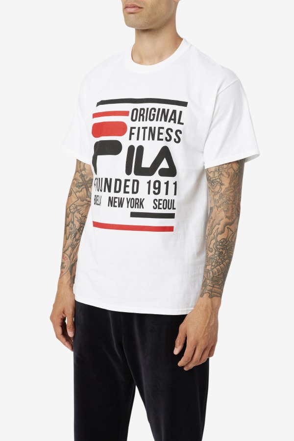 White/Black/Red Fila Outlets Original Fitness Tee