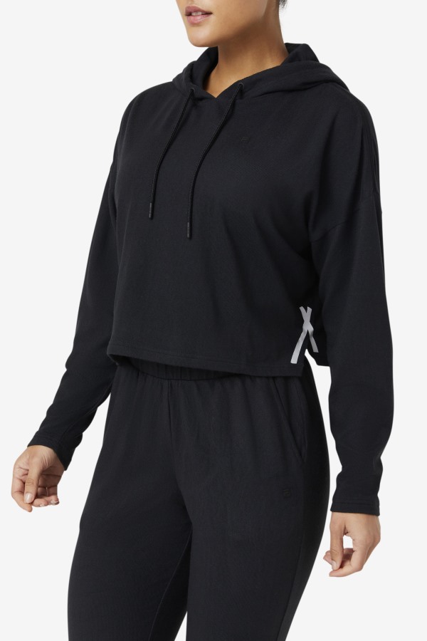 Fi-Lux Cropped Hoodie Black Fila Outlets