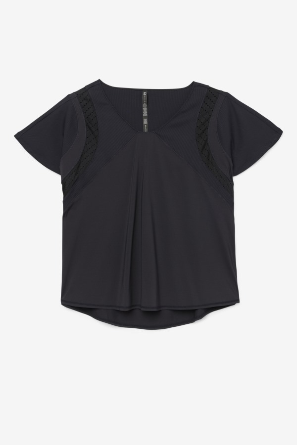 Black Uplift Textured Short Sleeve Top Fila Outlets
