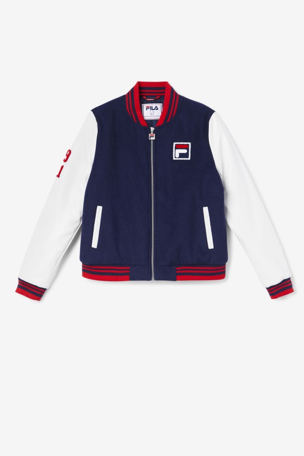 Dixon Varsity Jacket Navy/White/Red Fila Outlets