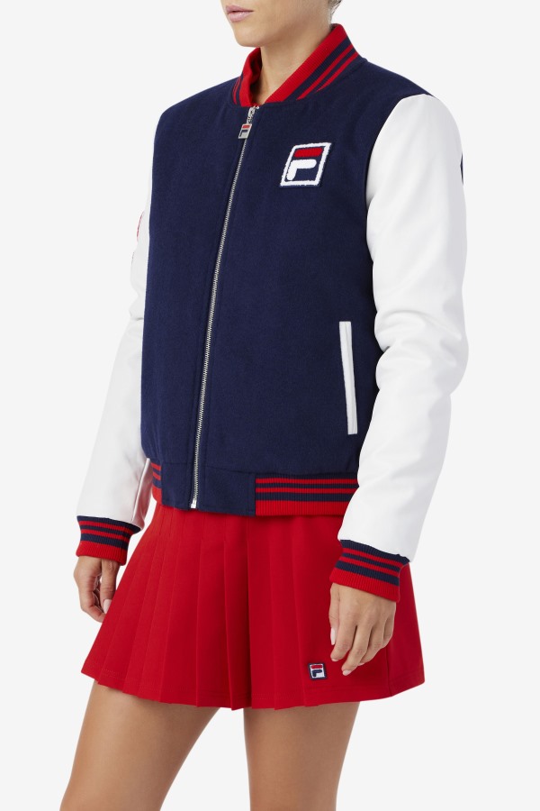 Dixon Varsity Jacket Navy/White/Red Fila Outlets