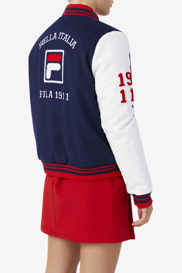 Dixon Varsity Jacket Navy/White/Red Fila Outlets