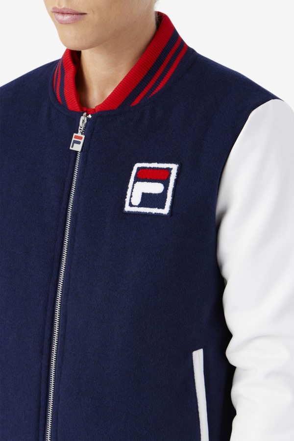 Dixon Varsity Jacket Navy/White/Red Fila Outlets