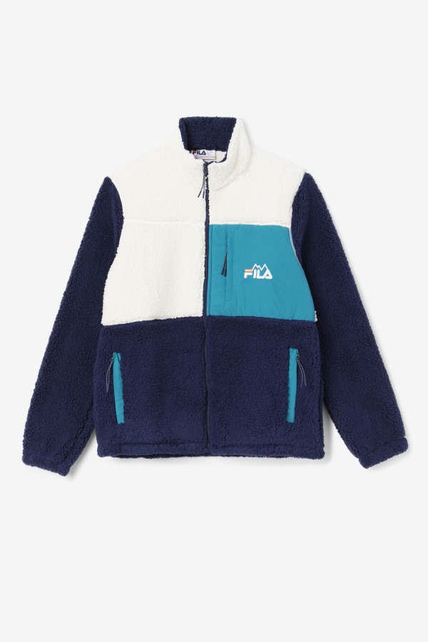 Egret/Navy/Deep Lake Fila Outlets Ravi Sherpa Jacket