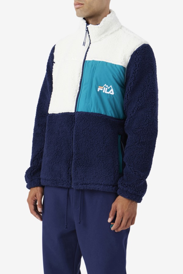 Egret/Navy/Deep Lake Fila Outlets Ravi Sherpa Jacket
