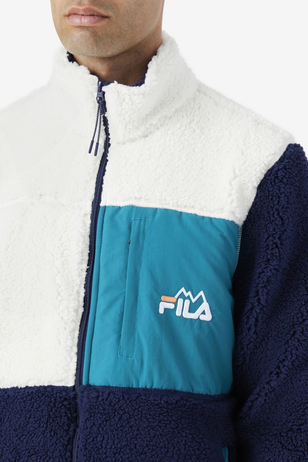 Egret/Navy/Deep Lake Fila Outlets Ravi Sherpa Jacket
