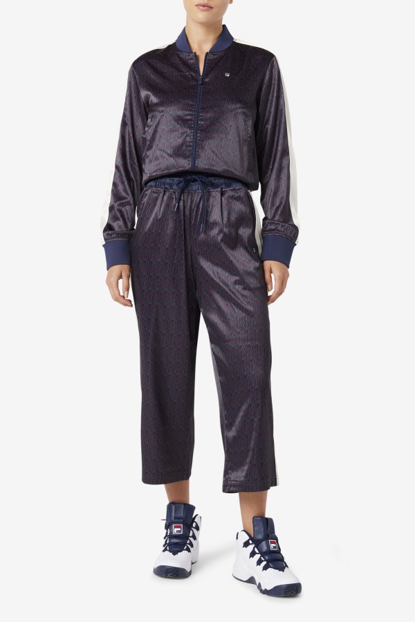 Aviana Cropped Satin Pant Fila Outlets Peacoat/Tofu