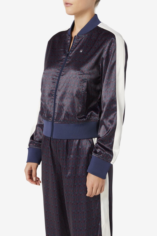 Fila Outlets Farah Satin Track Jacket Peacoat/Tofu