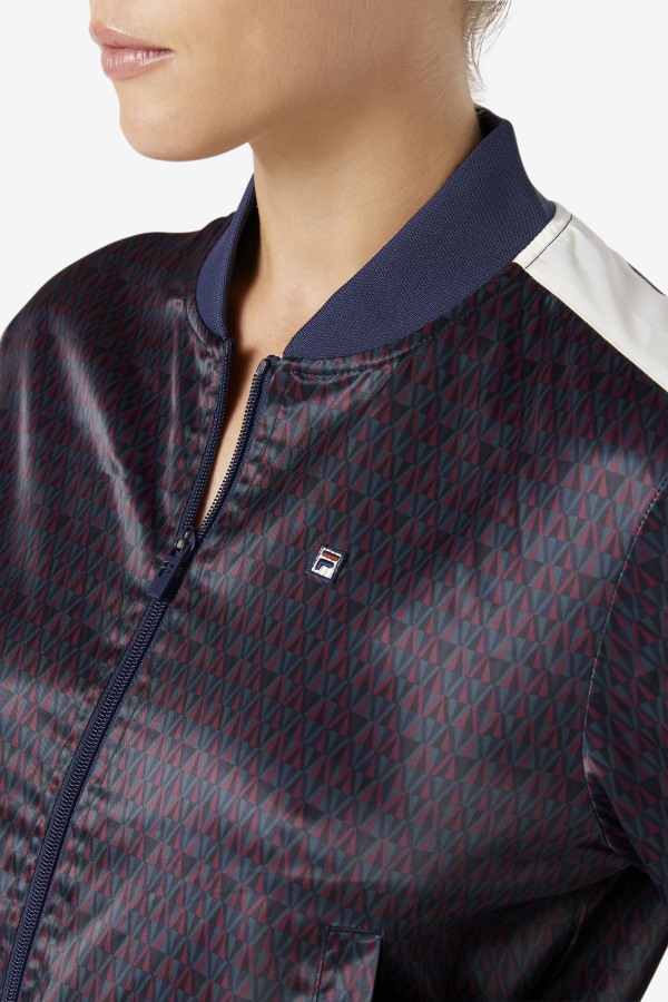 Fila Outlets Farah Satin Track Jacket Peacoat/Tofu