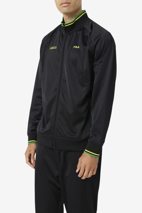 Black/Yellow/Fern Green Fila Outlets Jamaica Track Jacket
