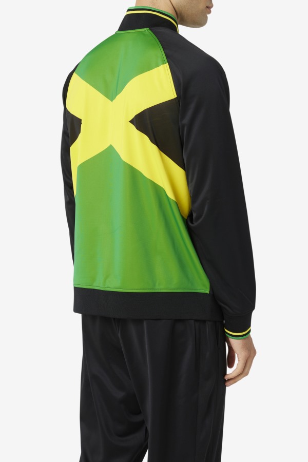 Black/Yellow/Fern Green Fila Outlets Jamaica Track Jacket