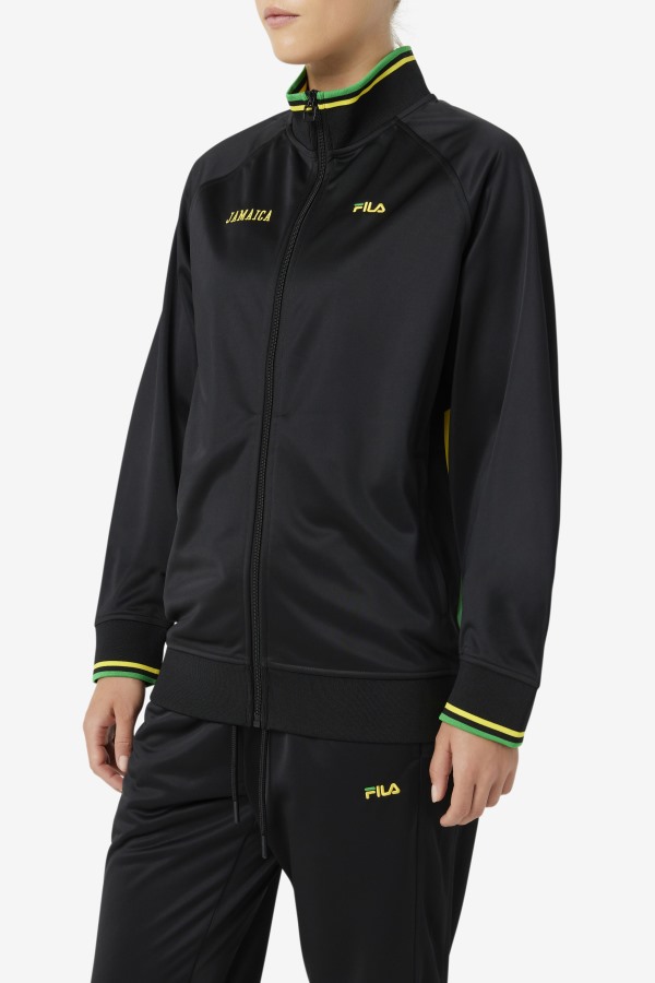 Black/Yellow/Fern Green Fila Outlets Jamaica Track Jacket