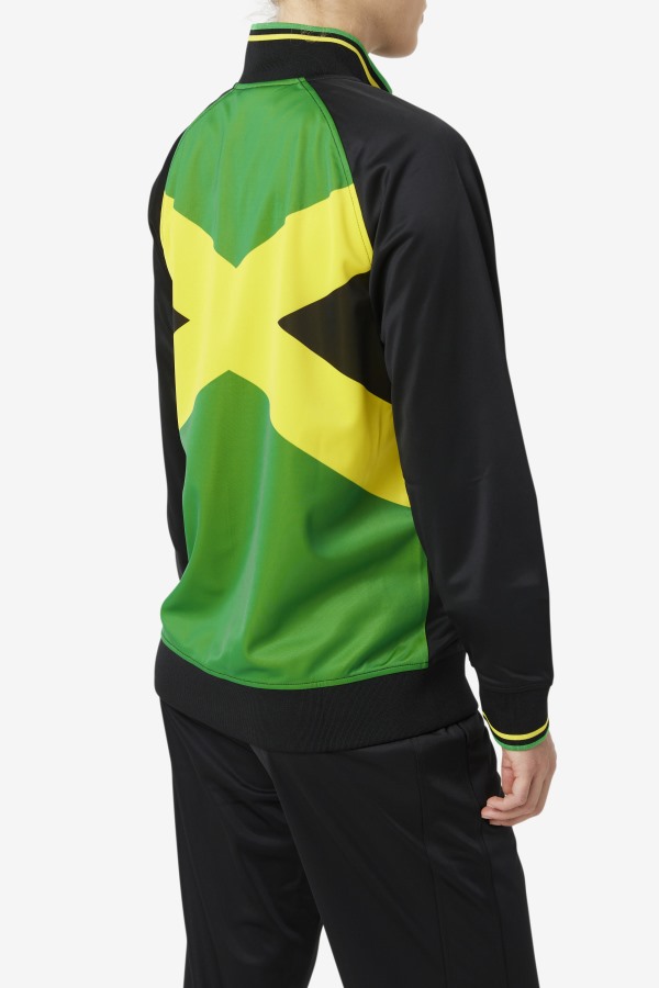 Black/Yellow/Fern Green Fila Outlets Jamaica Track Jacket