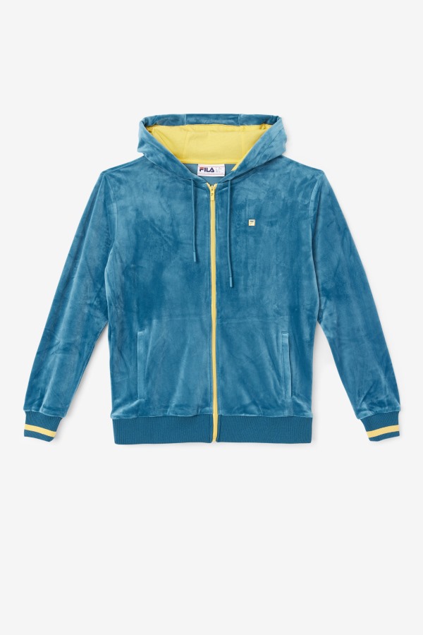 Fila Outlets Tove Velour Full Zip Hoodie Blue Coral/Banana