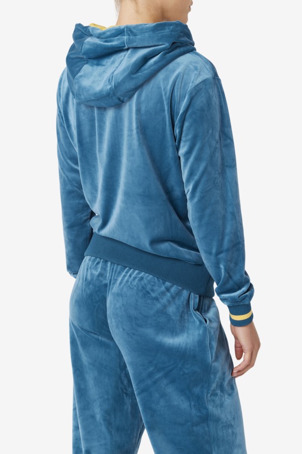 Fila Outlets Tove Velour Full Zip Hoodie Blue Coral/Banana