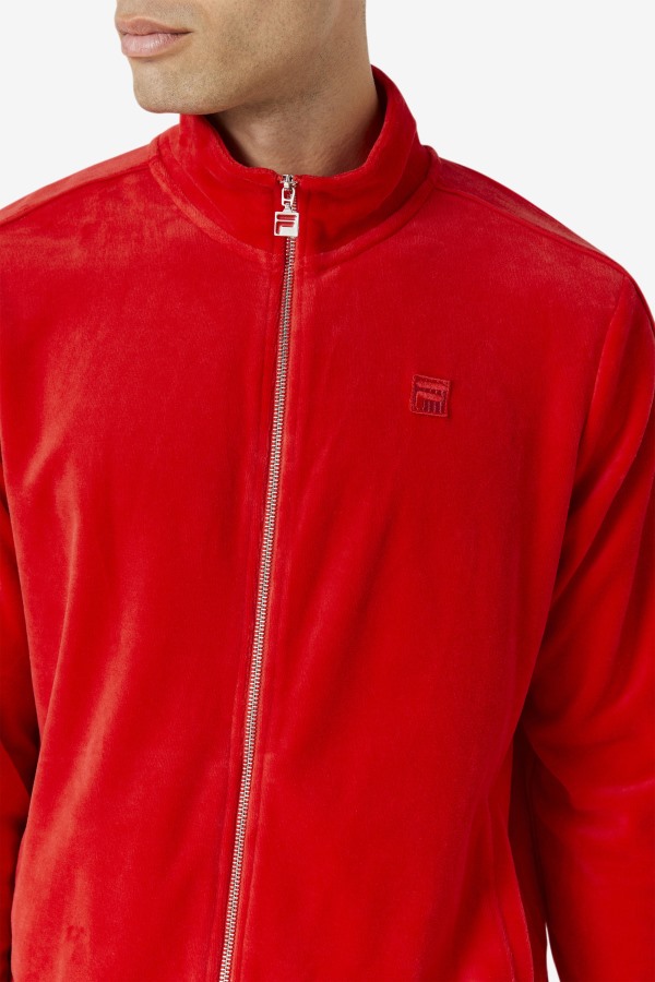 Fila Outlets Deverall Velour Jacket Red