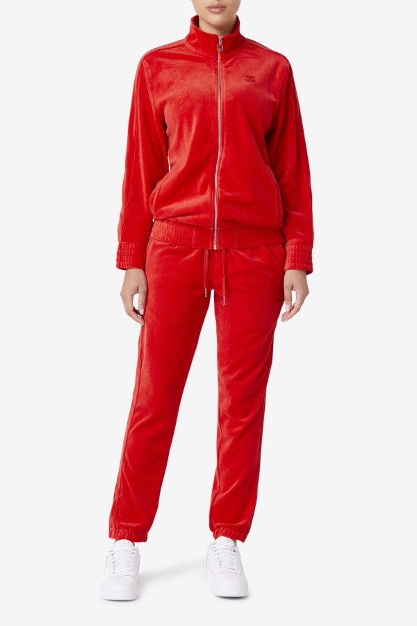 Fila Outlets Deverall Velour Jacket Red