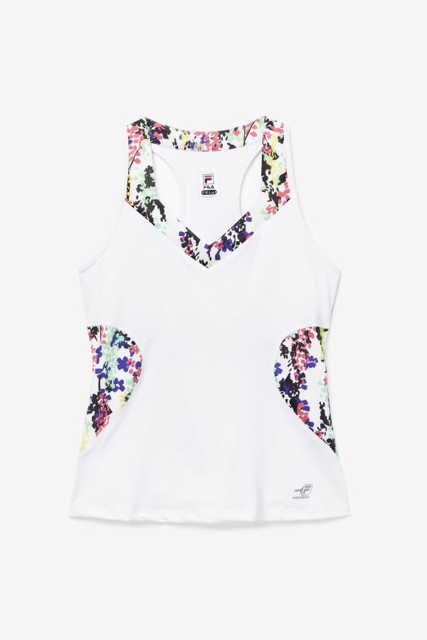 Pickleball Halter Tank Multicolor Floral Print/White Fila Outlets