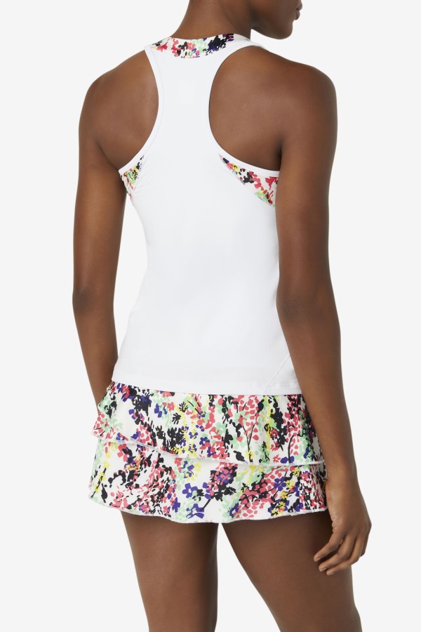Pickleball Halter Tank Multicolor Floral Print/White Fila Outlets