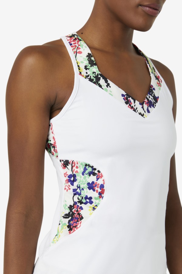 Pickleball Halter Tank Multicolor Floral Print/White Fila Outlets