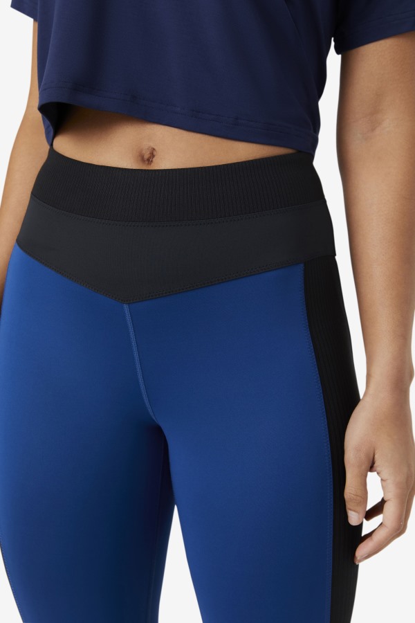 Forza Texture High Waist Legging Navy Peony/Black Fila Outlets