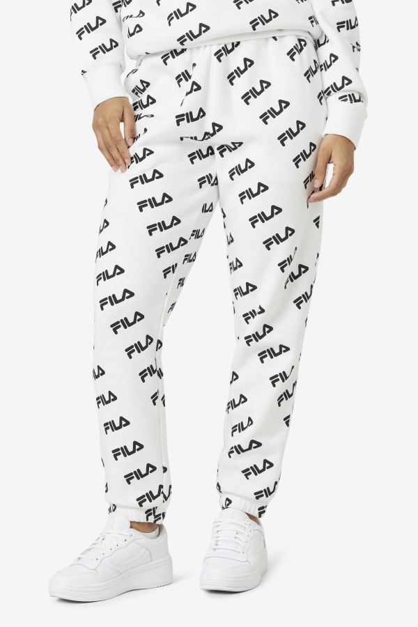 White/Black Fila Outlets Diagonal Logo Jogger