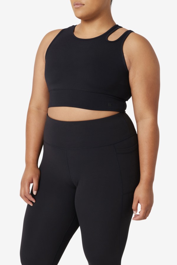 Fila Outlets Uplift Slice Crop Bra Top Black