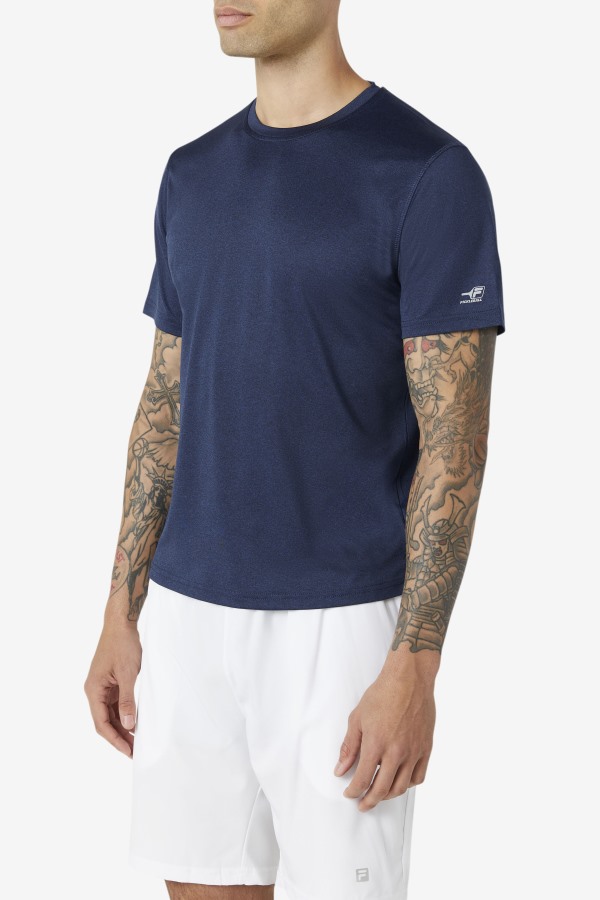 Pickleball Scallop Hem Crew Fila Outlets Navy Heather