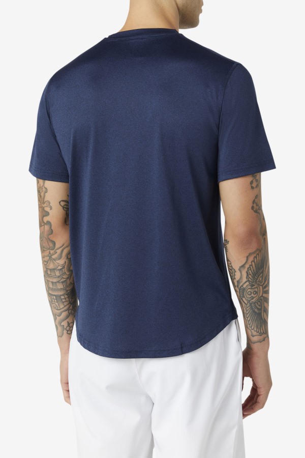 Pickleball Scallop Hem Crew Fila Outlets Navy Heather