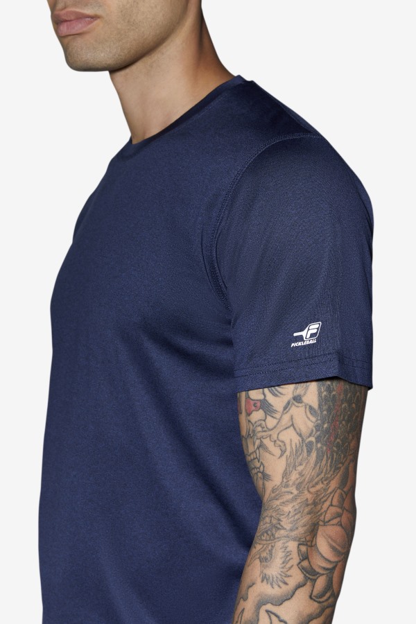 Pickleball Scallop Hem Crew Fila Outlets Navy Heather