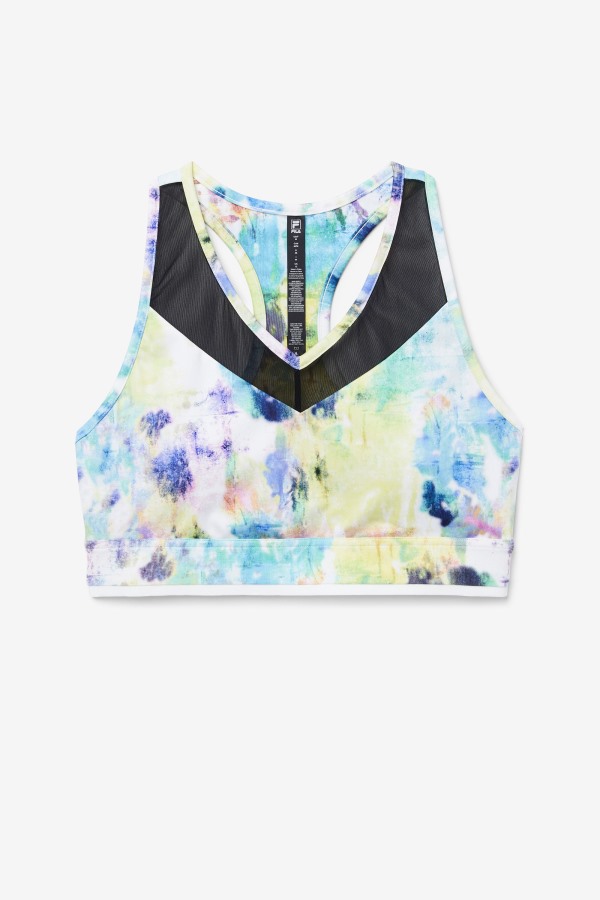 Fila Outlets Tie Dye/Black/White Uplift Racerback Bra Top
