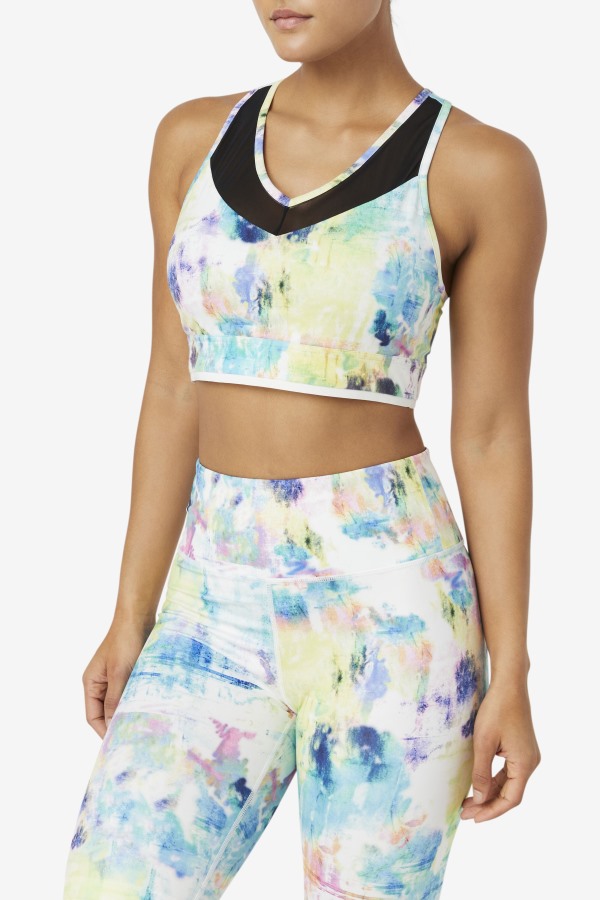 Fila Outlets Tie Dye/Black/White Uplift Racerback Bra Top