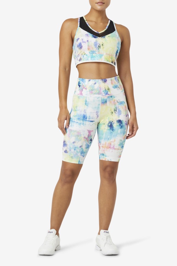 Fila Outlets Tie Dye/Black/White Uplift Racerback Bra Top