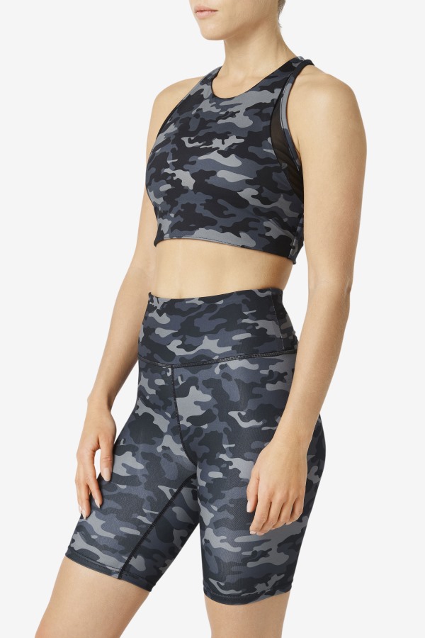 Dark Camo/Black Fila Outlets Uplift T-Back Sports Bra