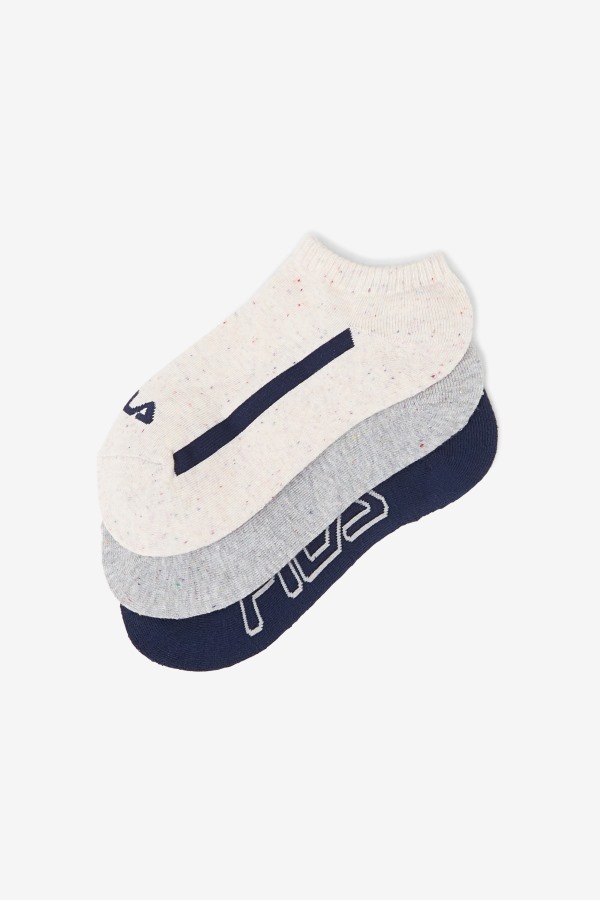 Fila Outlets Women\'s Speckle Stripe No Show Sock 3-Pack White