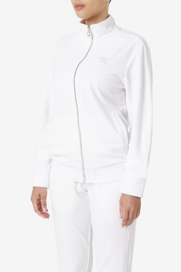 White Fila Outlets Deverall Velour Jacket