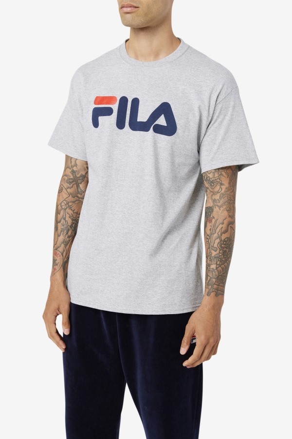 Fila Outlets Grey Heather/Navy/Red Men\'s Logo Tee