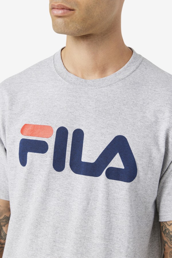 Fila Outlets Grey Heather/Navy/Red Men\'s Logo Tee