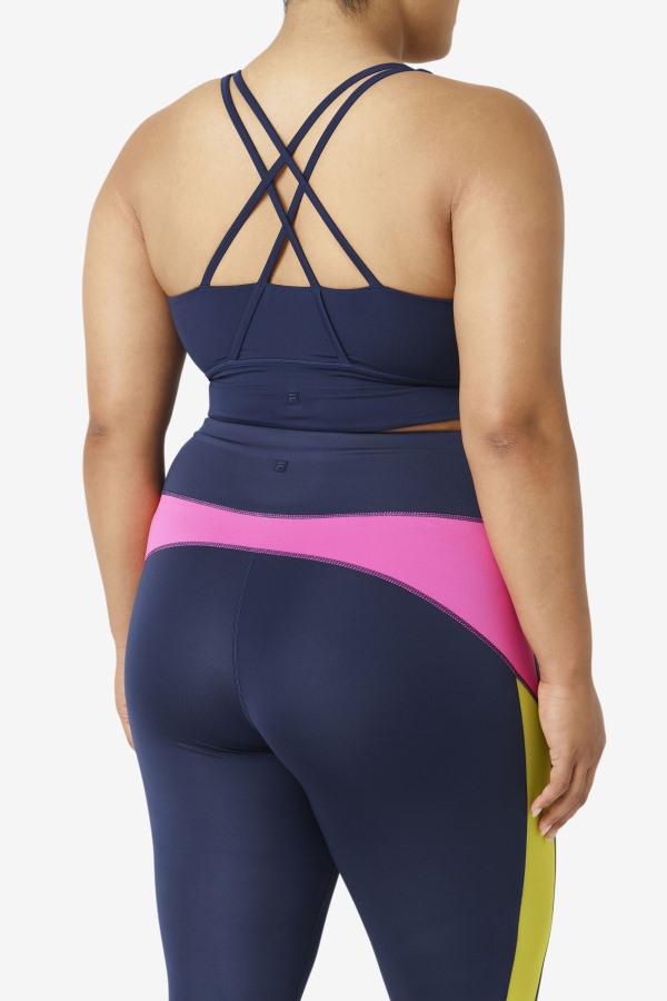 Navy Fila Outlets Uplift Cross Back Bra Top