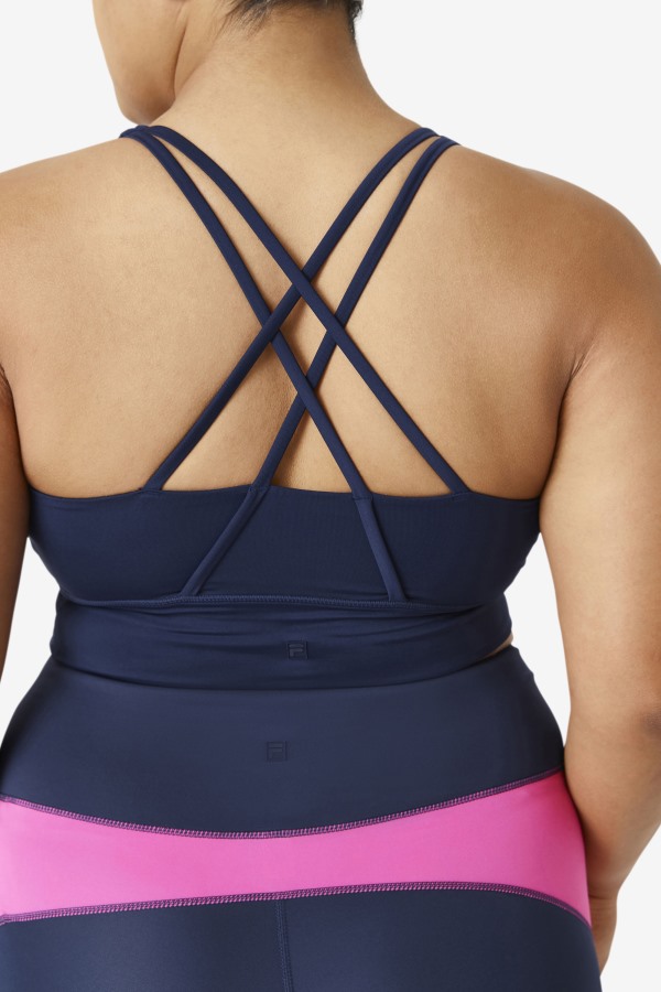 Navy Fila Outlets Uplift Cross Back Bra Top