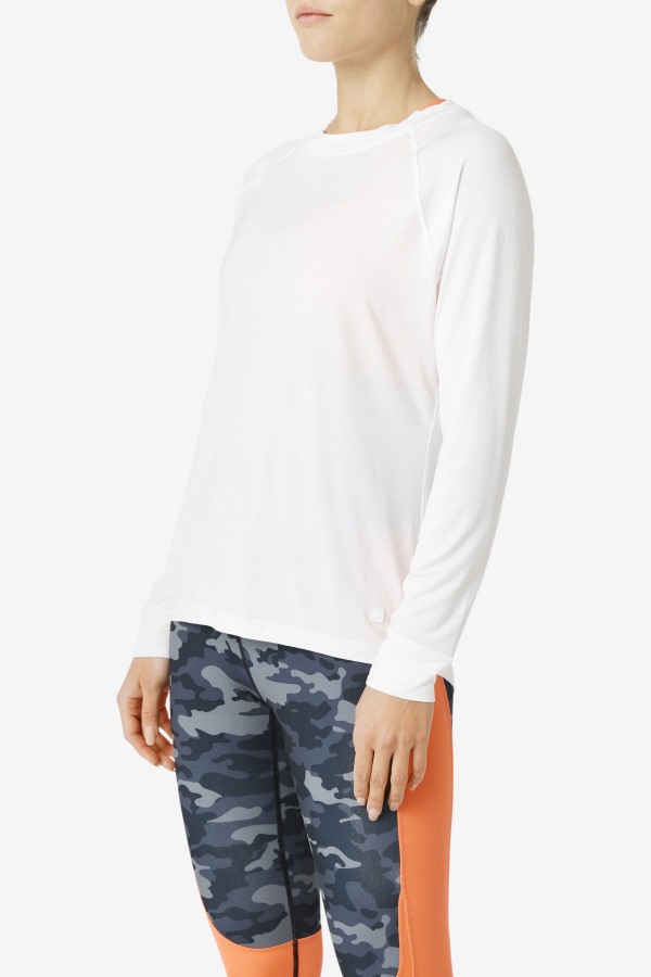 Fila Outlets Fi-Lux Mesh Back Long Sleeve Crew White