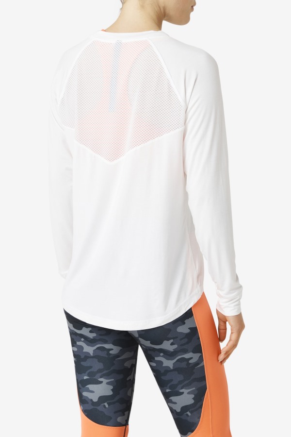 Fila Outlets Fi-Lux Mesh Back Long Sleeve Crew White